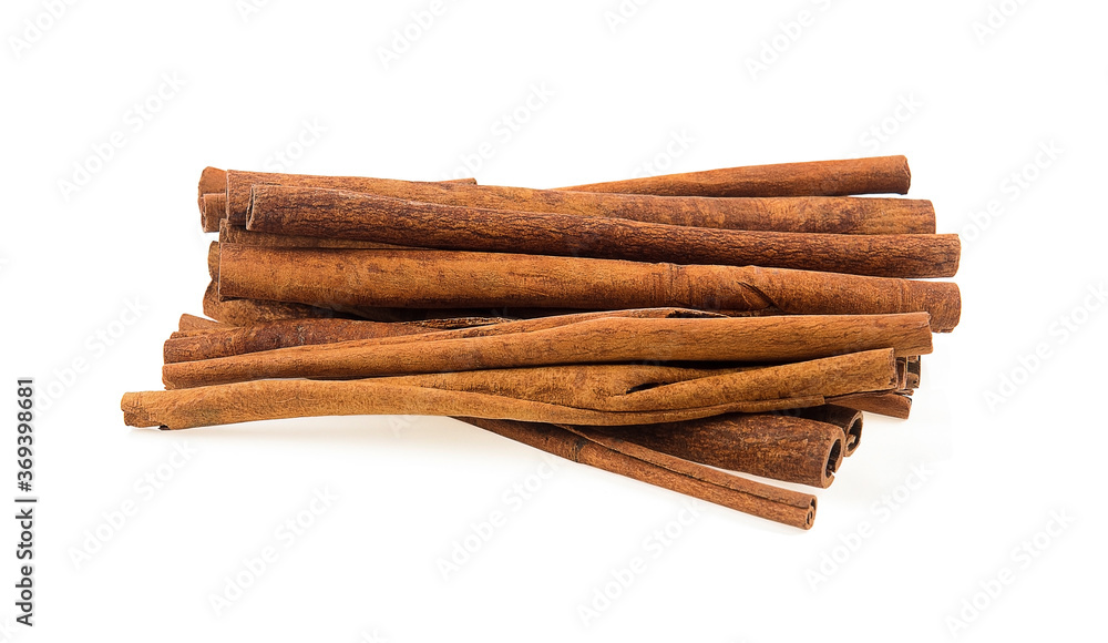 Cinnamon sticks isolated on white background