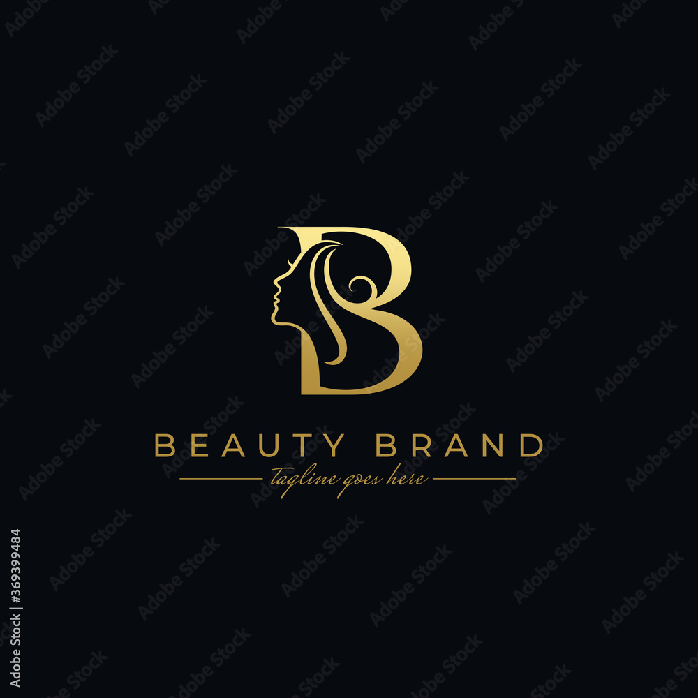 Letter B Beauty Face, Hair Salon Logo Design Stock Vector | Adobe Stock