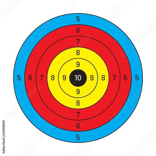 Colorful gun target paper. Aim for shooting competition with points