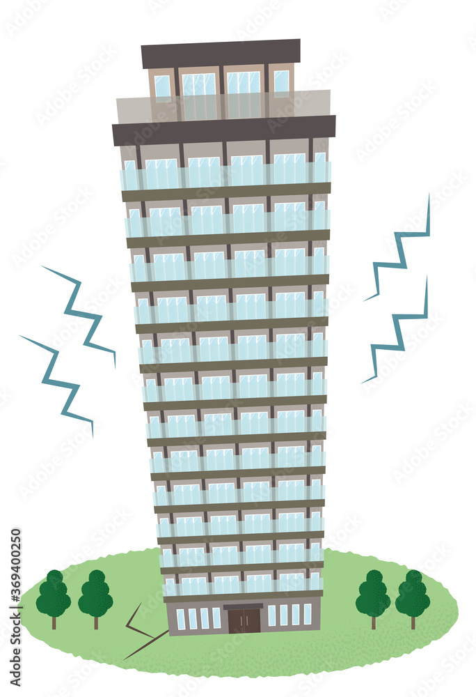 地震の被害に遭う高層マンションのベクターイラスト Stock Vector | Adobe Stock