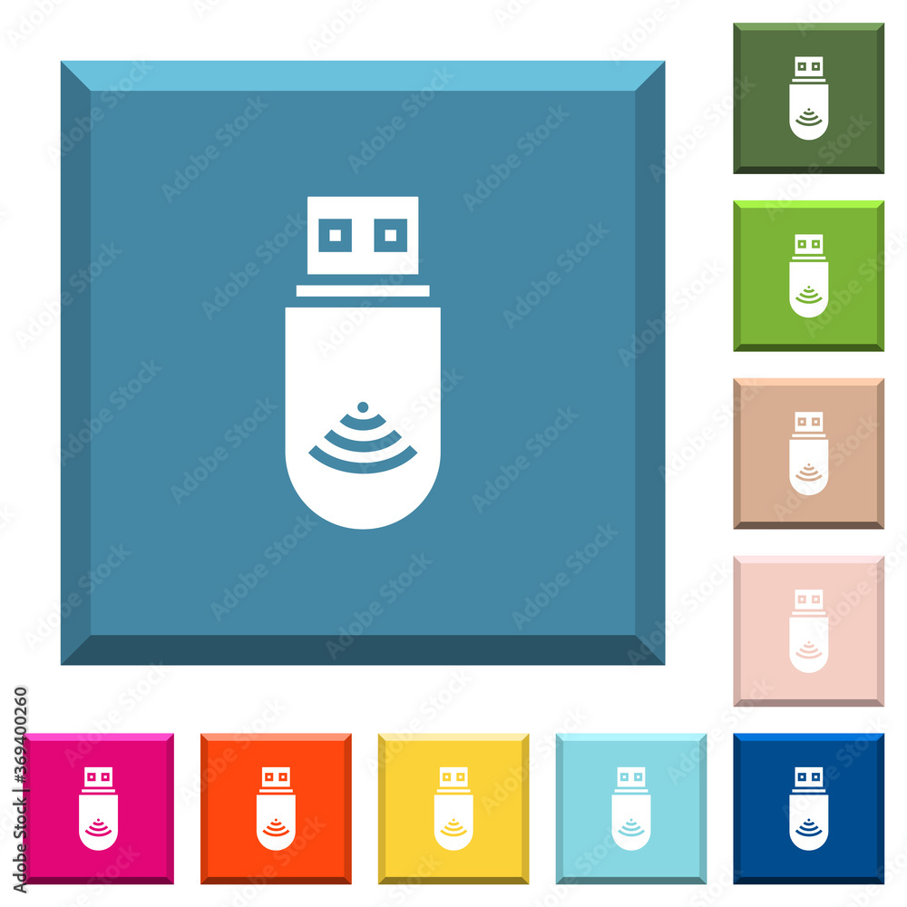 USB wifi dongle white icons on edged square buttons USB wifi dongle white icons on edged square buttons