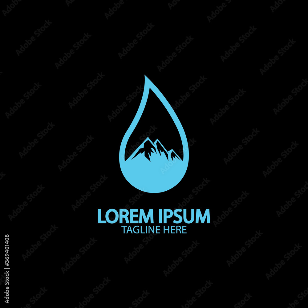 Water drop with mountain river icon Logo vector illustration for water business stock illustration Water drop with mountain river icon Logo vector illustration for water business stock illustration