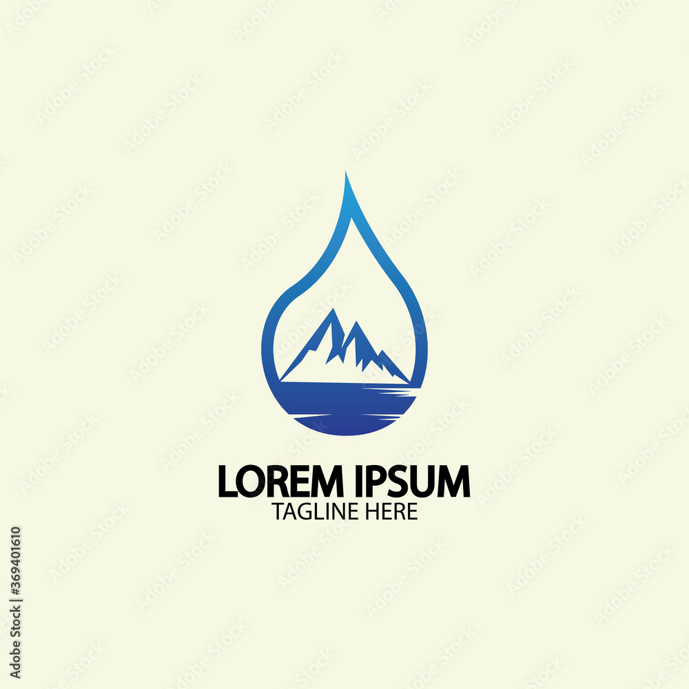 Water drop with mountain river icon Logo vector illustration for water business stock illustration Water drop with mountain river icon Logo vector illustration for water business stock illustration