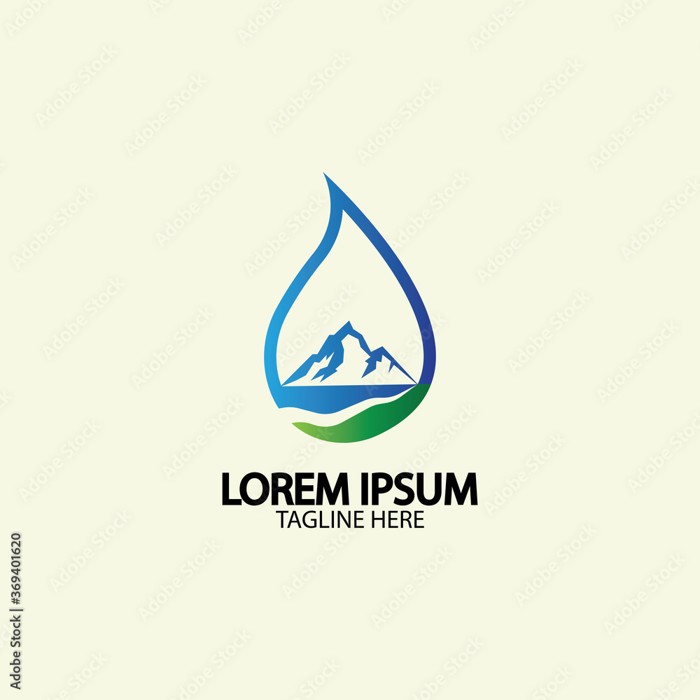 Water drop with mountain river icon Logo vector illustration for water business stock illustration Water drop with mountain river icon Logo vector illustration for water business stock illustration