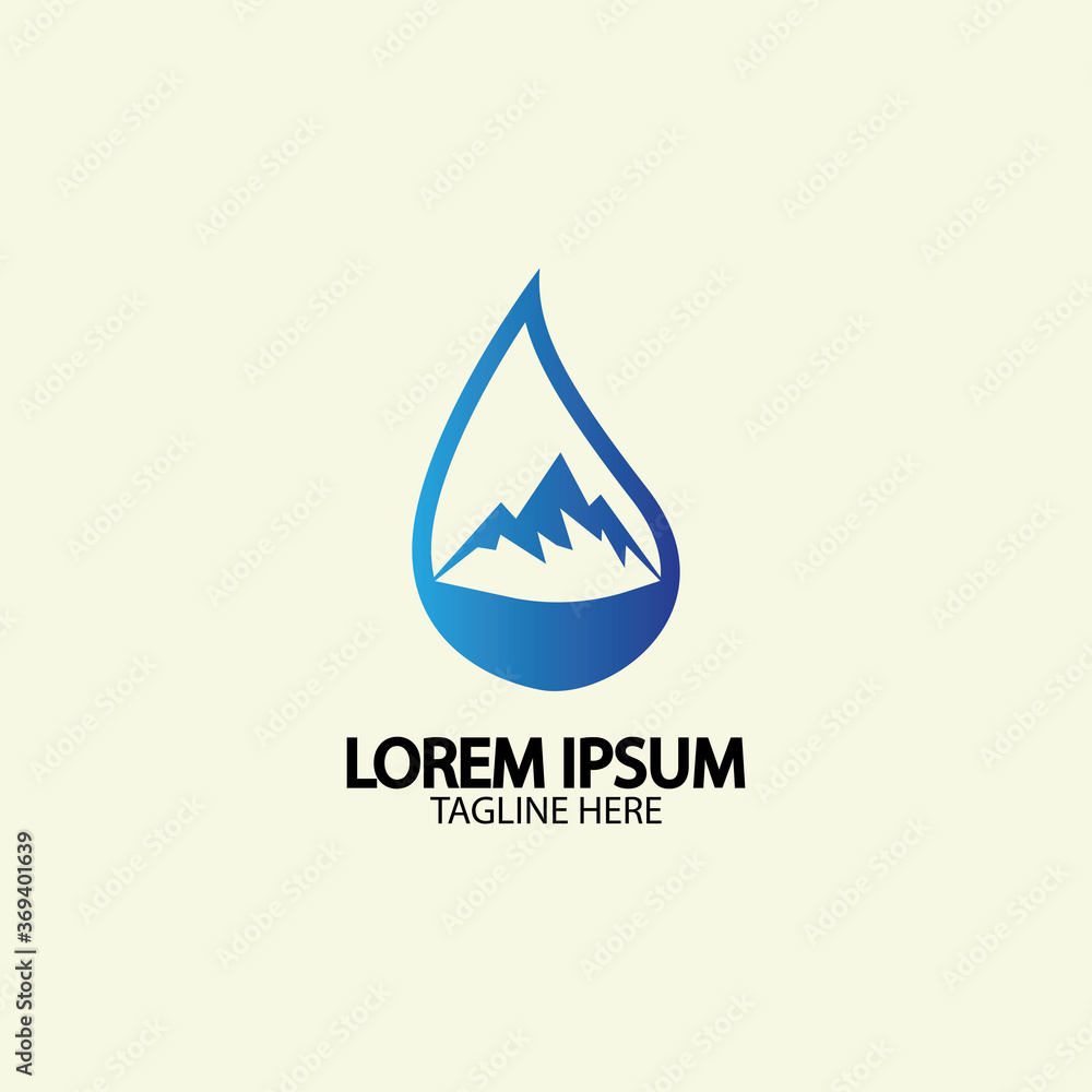 Water drop with mountain river icon Logo vector illustration for water business stock illustration Water drop with mountain river icon Logo vector illustration for water business stock illustration