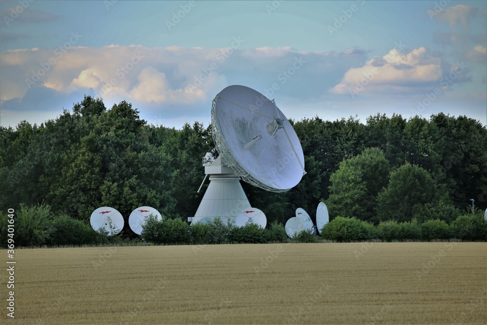 satellite dish on a field