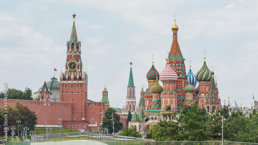 Central part of Moscow in cloudy day.