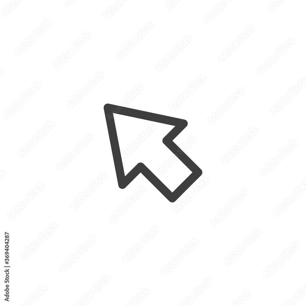 Outline Arrow Pointer Icon. Line Cursor symbol for web site design, logo, app, UI. Stock vector illustration isolated on white background. Outline Arrow Pointer Icon. Line Cursor symbol for web site design, logo, app, UI. Stock vector illustration isolated on white background.