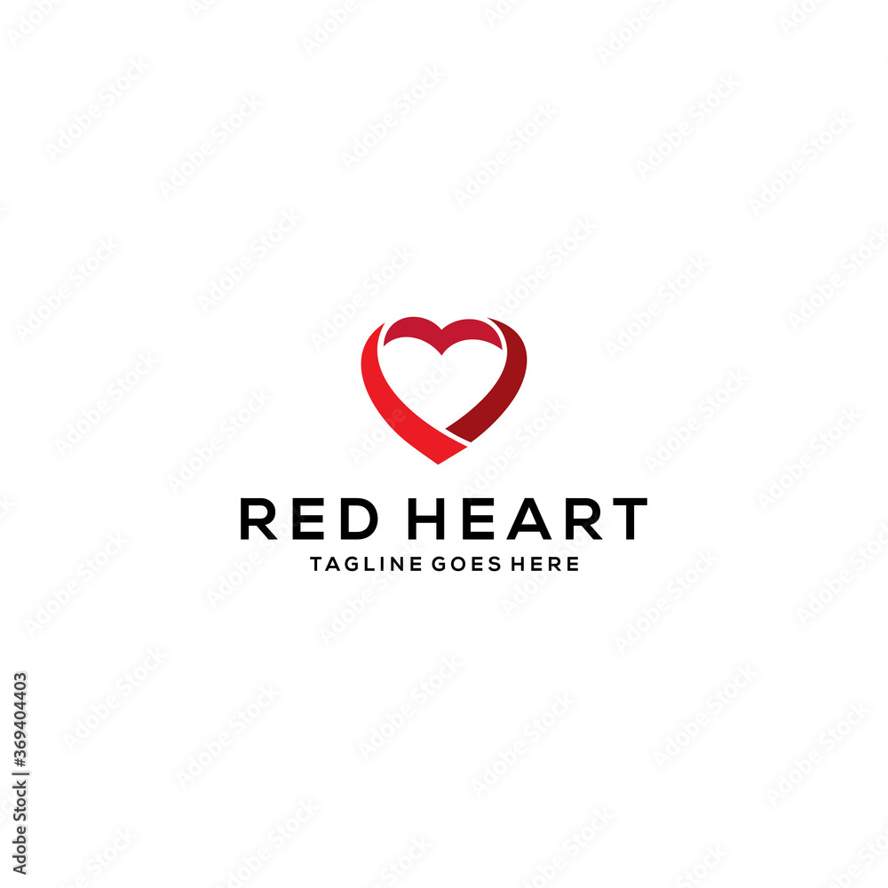 Red heart sign design logo template Vector illustration.