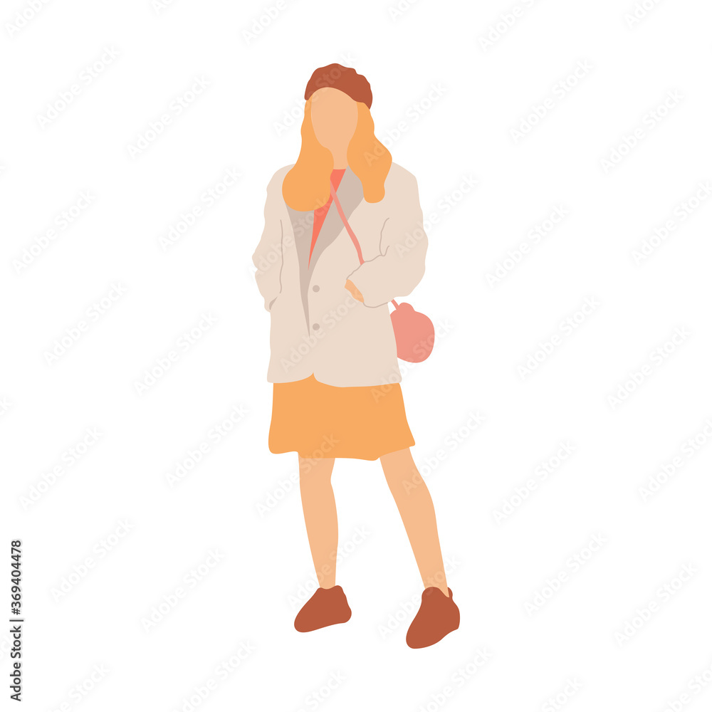 Fashion girl vector isolated flat illustration Fashion girl vector isolated flat illustration