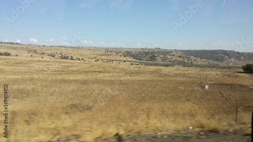 Galilee hills and mountains view from the road taken on a bus travel