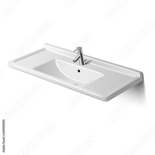 3d realistic vector bathroom or toilet sink, isolated on white background.