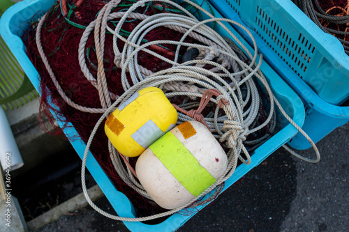 Japanese lobster fishermen nets, they use this to catch various sea creatures close to shore on the shallow reefs.  photo