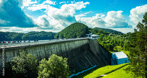 Fototapeta Naklejka Na Ścianę i Meble -  Solina dam in Bieszczady - Dam on the lake.