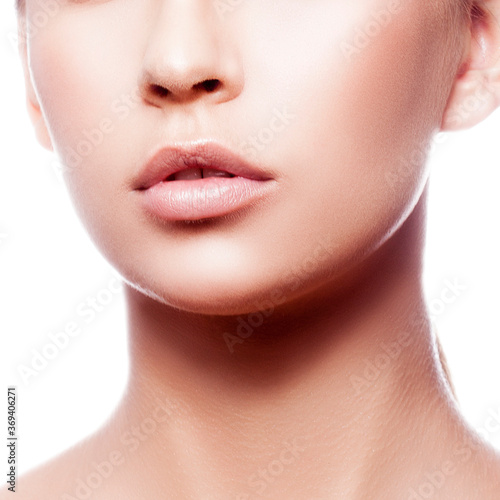 Lips, part of woman beauty face, healthy skin. Facial treatment skincare health concept
