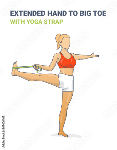 Utthita Hasta Padanguthasana Side Variation with Yoga Strap Colorful Concept