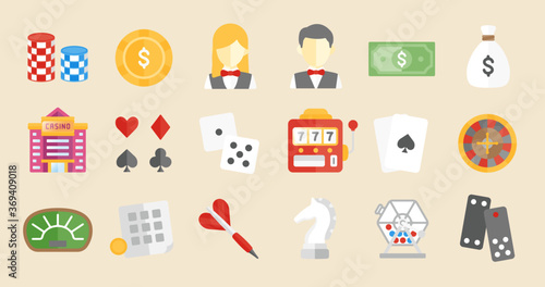 Casino and Gambling Icon Set (Simple flat vector for illustrations or graphics)