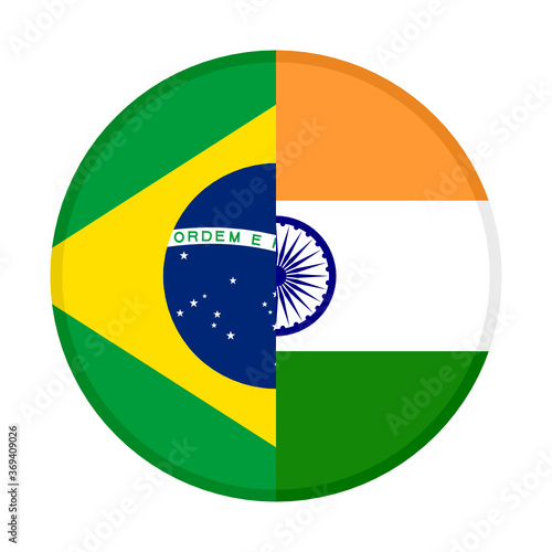 round icon with brazil and india flags 