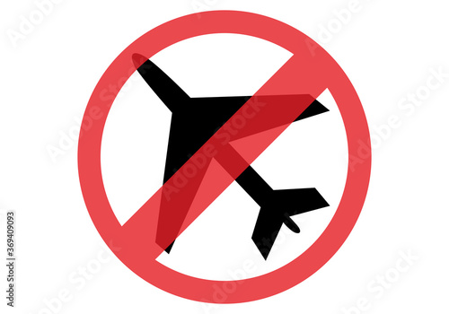 Señal de prohibido viajes en avión.