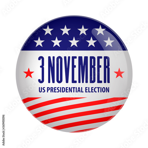 United States of America presidential election 2020  button or Badge design. Vector illustration.