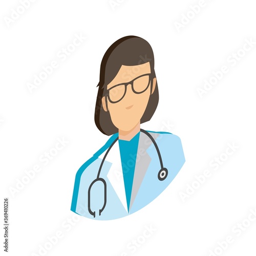 Female Doctor Avatar Isometric Flat Icon Illustration Isolated White