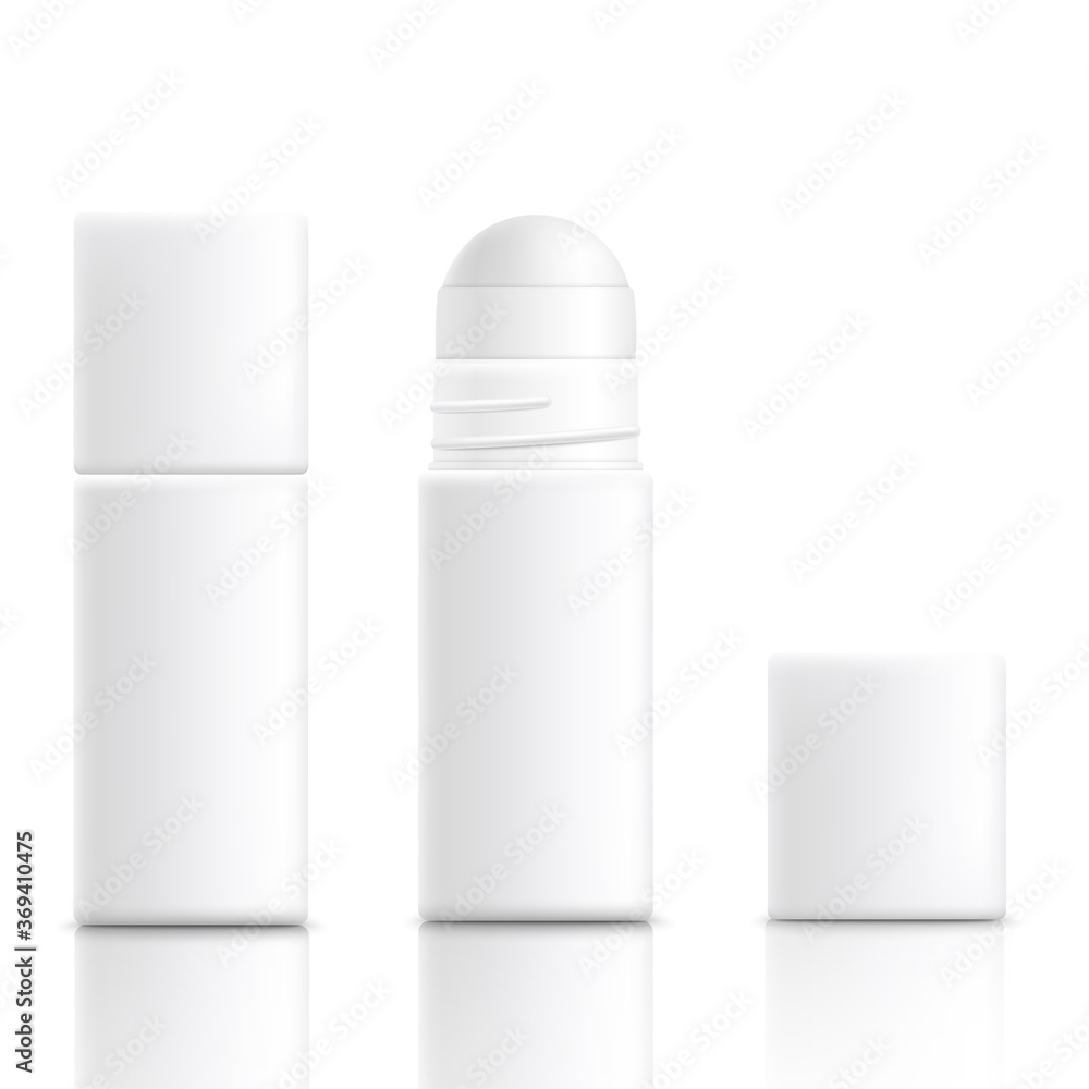White roller stick antiperspirant bottle realistic vector illustration isolated. White roller stick antiperspirant bottle realistic vector illustration isolated.