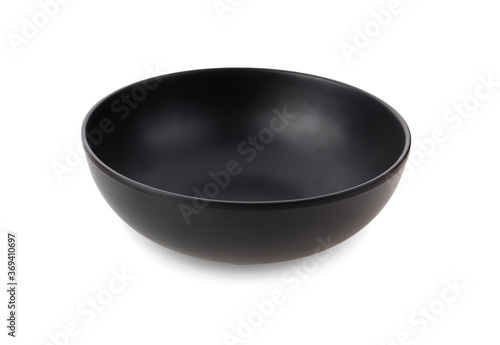 Black bowl isolated on a white background, photography