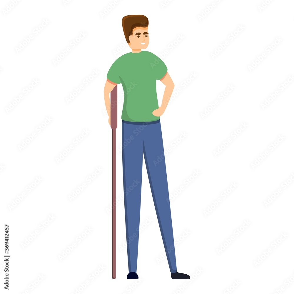Handicapped man icon. Cartoon of handicapped man vector icon for web design isolated on white background Handicapped man icon. Cartoon of handicapped man vector icon for web design isolated on white background