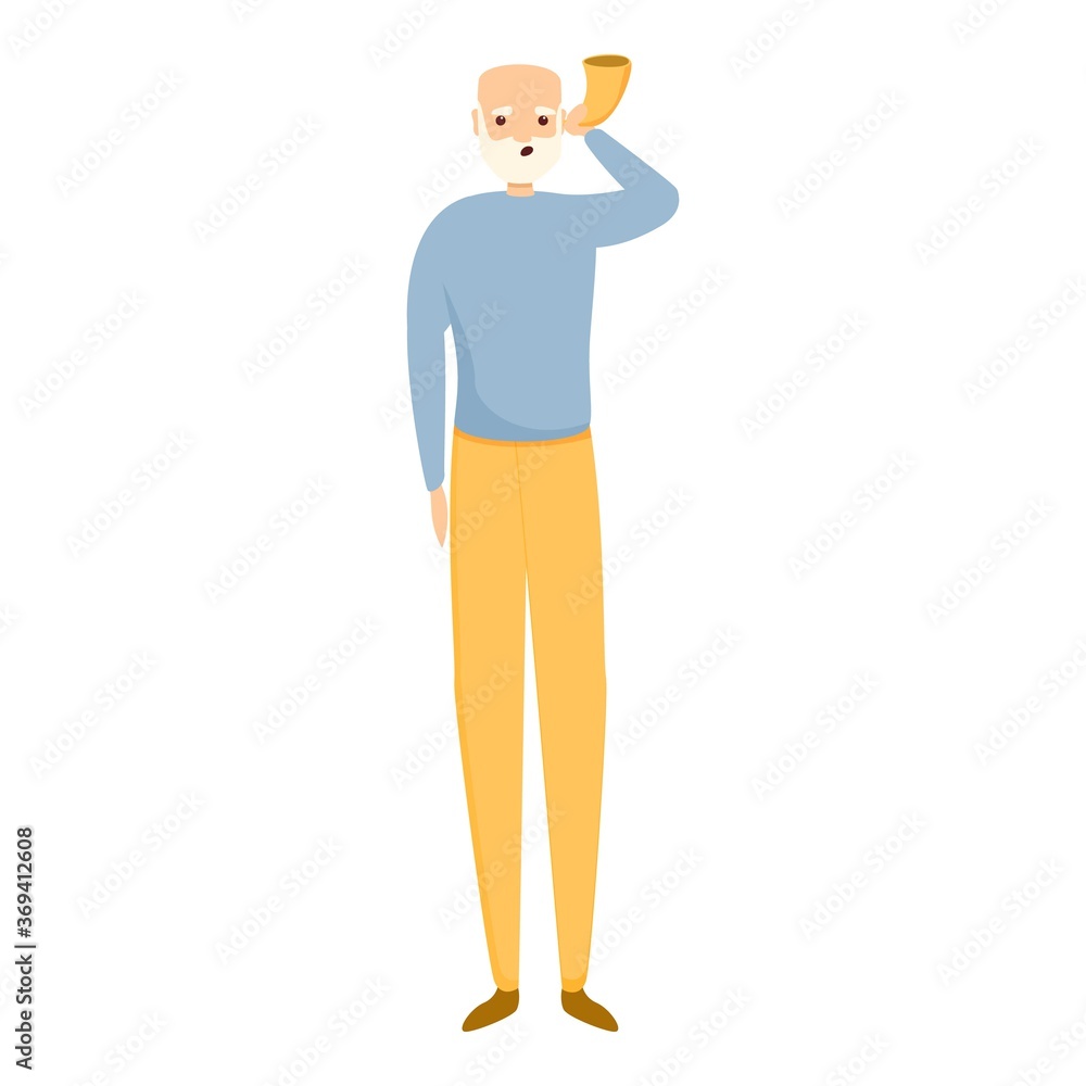 Senior man with sound tool icon. Cartoon of senior man with sound tool vector icon for web design isolated on white background Senior man with sound tool icon. Cartoon of senior man with sound tool vector icon for web design isolated on white background