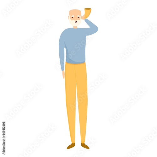 Senior man with sound tool icon. Cartoon of senior man with sound tool vector icon for web design isolated on white background