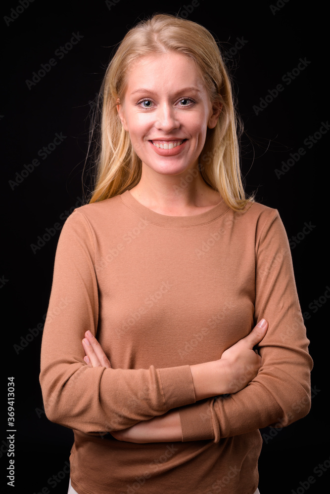 Portrait of happy beautiful woman with blond hair Portrait of happy beautiful woman with blond hair