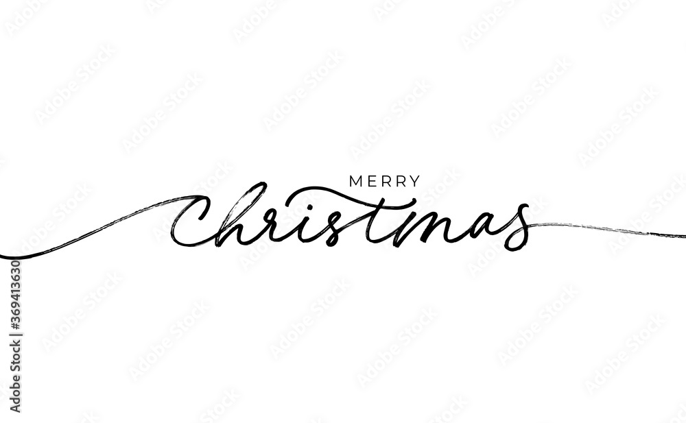 Merry Christmas vector brush lettering. Hand drawn modern brush calligraphy isolated on white background. Christmas vector ink illustration. Creative typography for Holiday greeting cards, banner