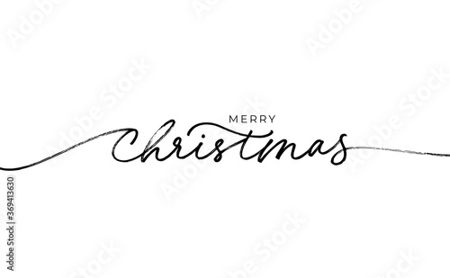 Merry Christmas vector brush lettering. Hand drawn modern brush calligraphy isolated on white background. Christmas vector ink illustration. Creative typography for Holiday greeting cards, banner