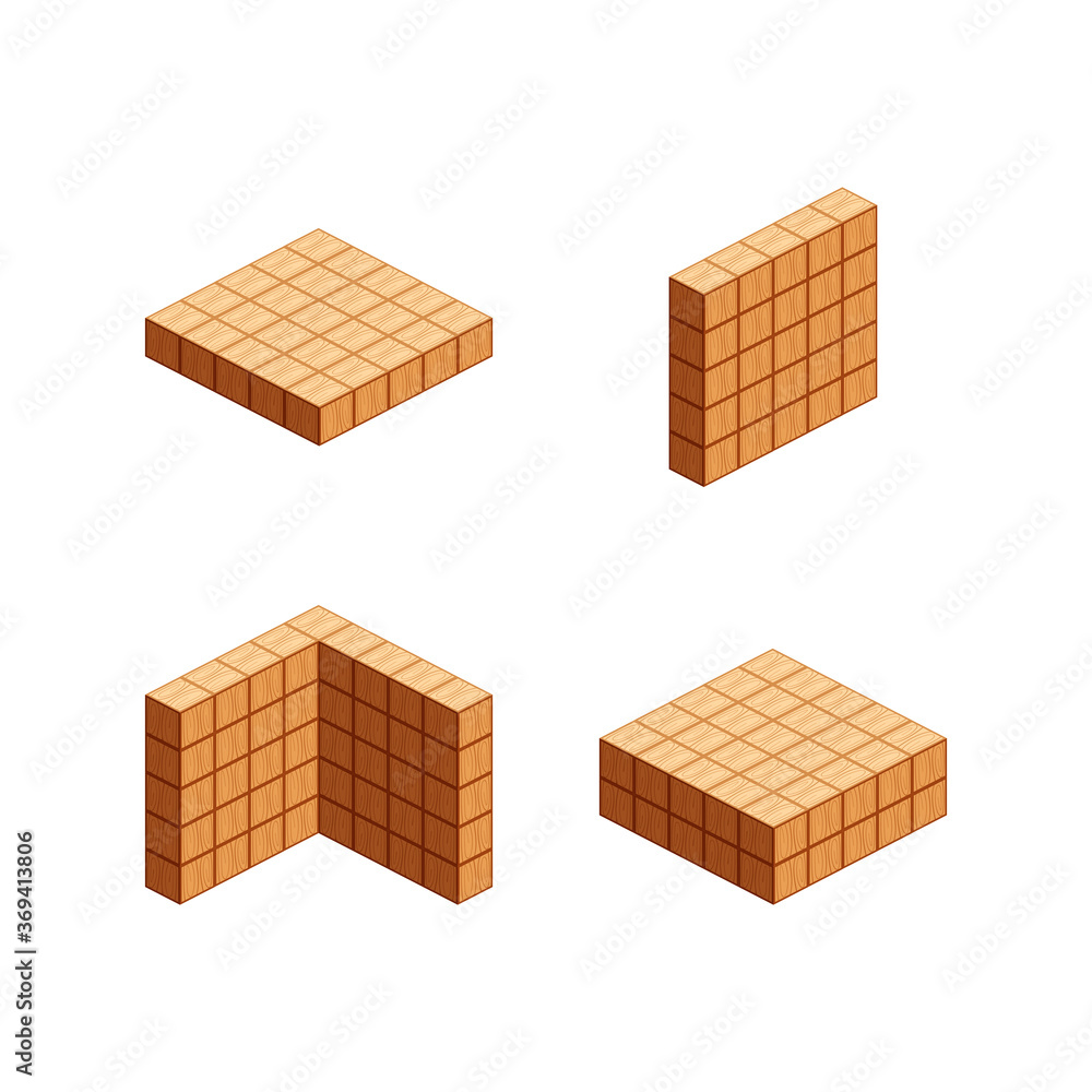 Wooden Cubes Isometric For Children Learning Wood Cubes Sample With  Different Isolated On White 3d Cubes Wood For Logic Counting Of Preschool  Children Block Wooden Square For Mathematical Game Kids Stock Illustration 