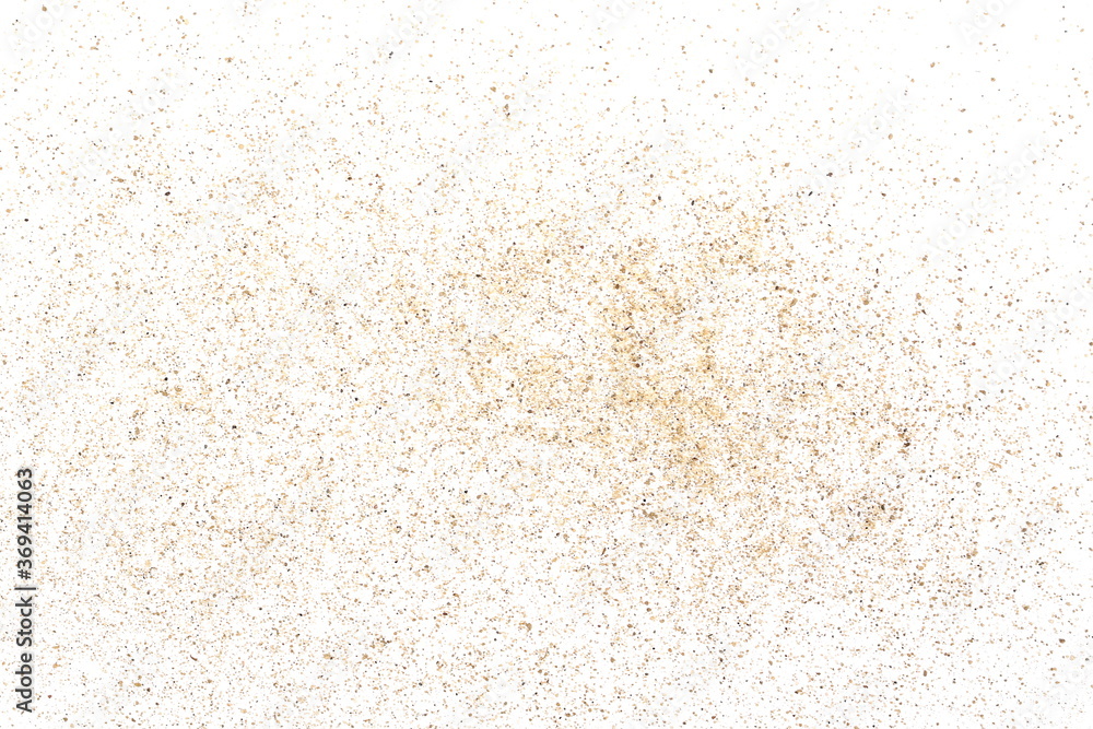 Sand dust pile isolated on white background and texture, with clipping path, top view Sand dust pile isolated on white background and texture, with clipping path, top view