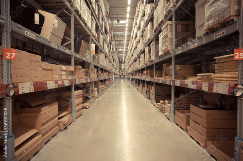 Way to warehouse with stocks of product and goods