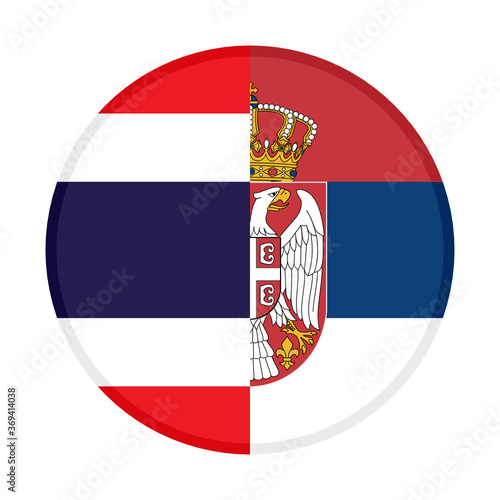 round icon with thailand and serbia flags 