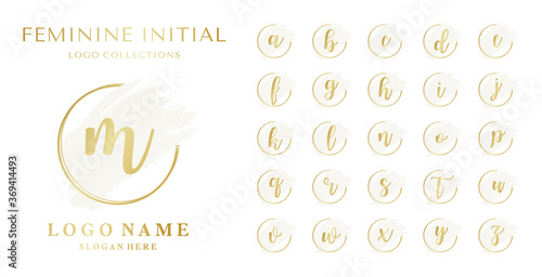 set of feminine initial logo collection