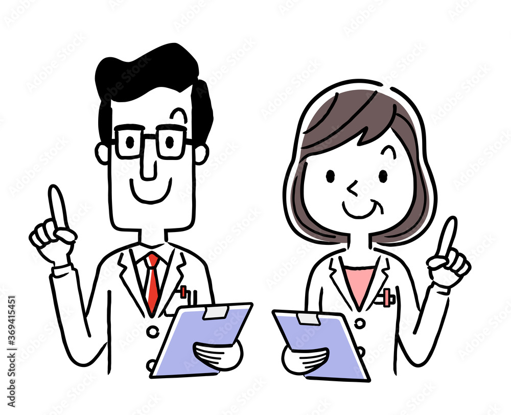 Vector material: smiling male and female doctors Vector material: smiling male and female doctors