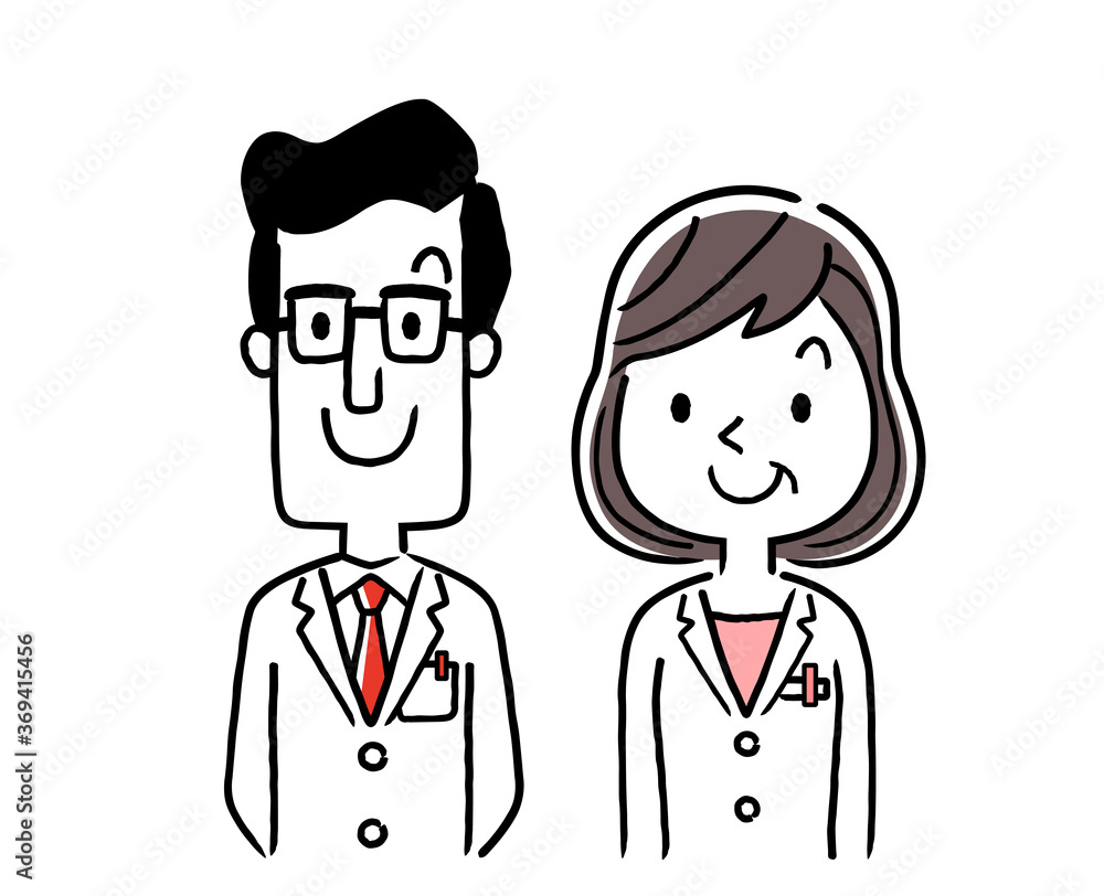 Vector material: smiling male and female doctors