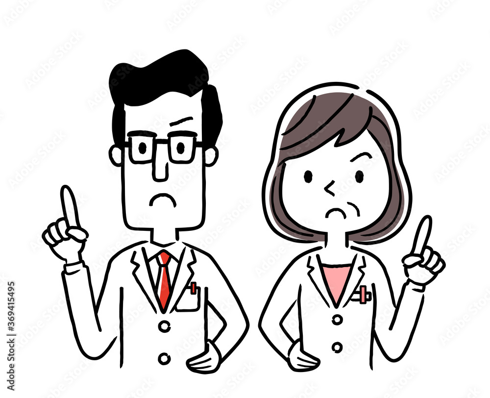 Vector material: serious look male and female doctors Vector material: serious look male and female doctors