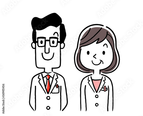 Vector material: smiling male and female doctors