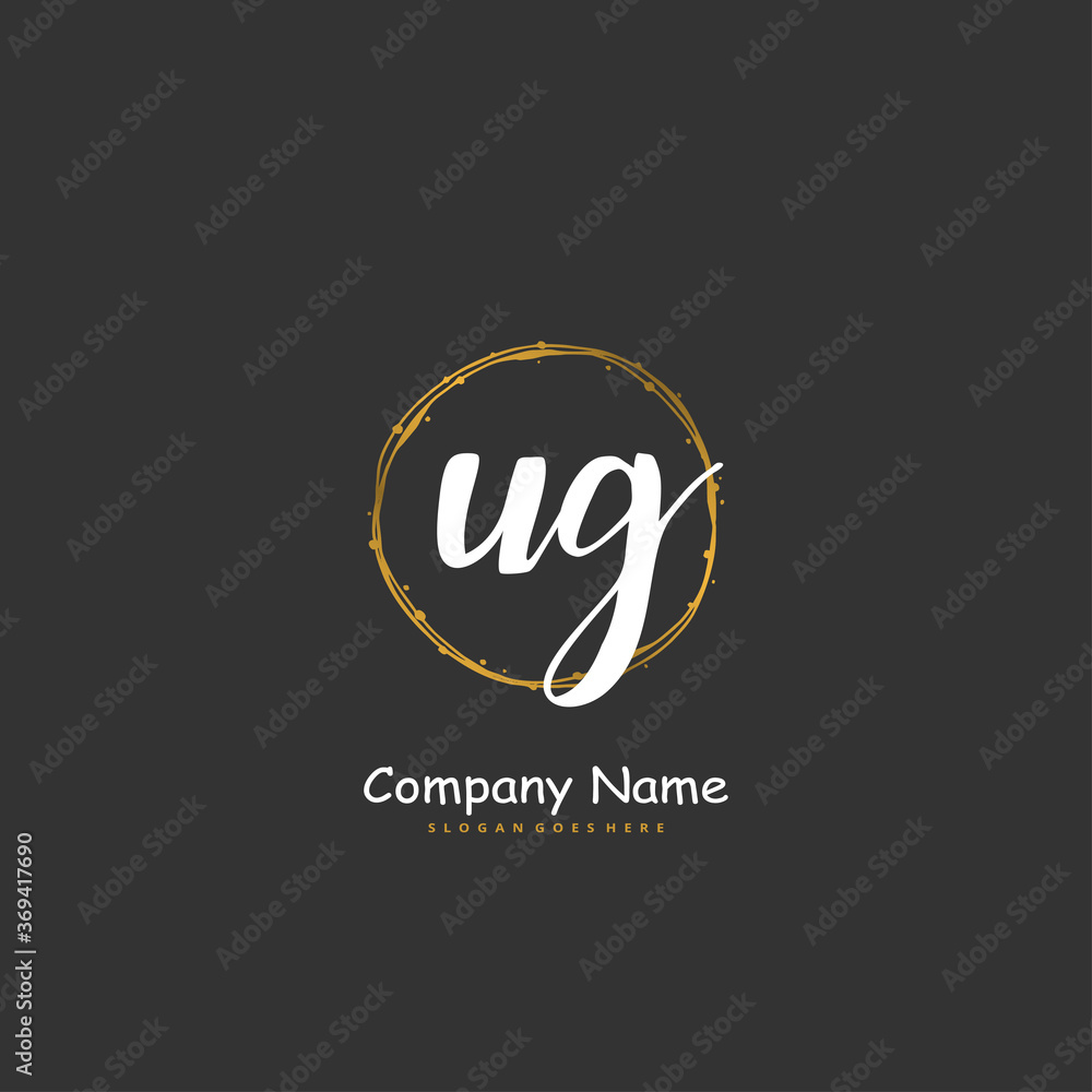 U G UG Initial handwriting and signature logo design with circle. Beautiful design handwritten logo for fashion, team, wedding, luxury logo.