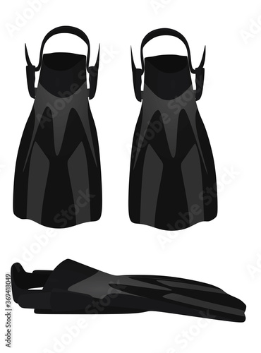 Black swimming fins. vector illustration