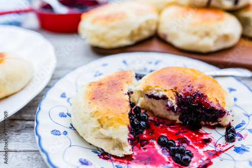 Homemade scones with freshly picked blueberries.