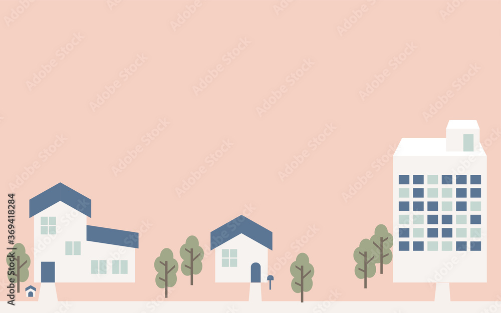 自宅中心の生活になった街の風景イラスト 自宅中心の生活になった街の風景イラスト