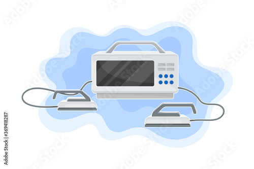 Defibrillator as Life Saving Device with Monitor Vector Illustration