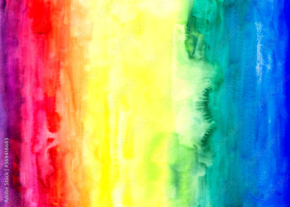 Hand drawn watercolour rainbow gradient