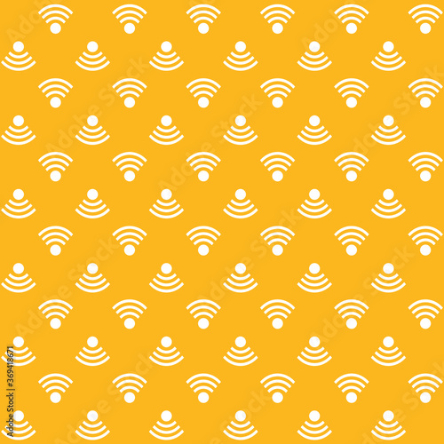 White wifi symbol with orange background repeat pattern