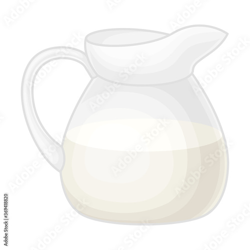 Glass Jug of Milk or Kefir as Dairy Product Vector Illustration